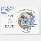Speciale foto jongensdoop save the date magneet (Voorkant)