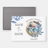 Speciale foto jongensdoop save the date magneet (Voorkant / Achterkant)