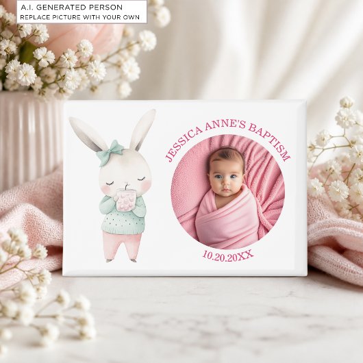 Speciale foto meisjes doop favor magneet