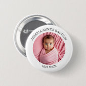 Speciale fotomeisje doopgunst ronde button 5,7 cm (Voorkant /achterkant)