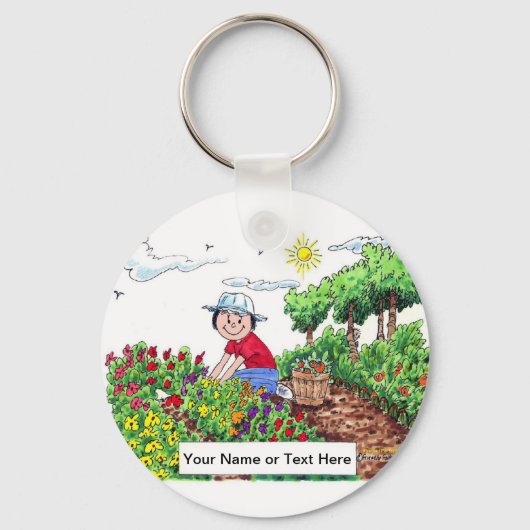 Speciale Gardener - Vrouw Cartoon Sleutelhanger (Voorkant)