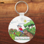 Speciale Gardener - Vrouw Cartoon Sleutelhanger (Voorkant)