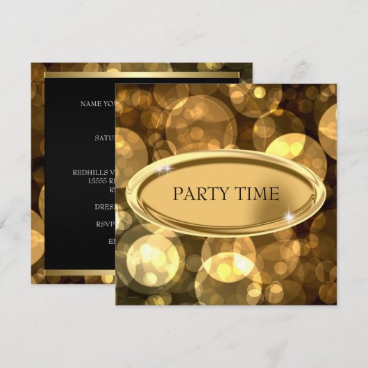 Speciale gebeurtenis Elegant Black & Gold Bubbles  Kaart (Voorkant / Achterkant)