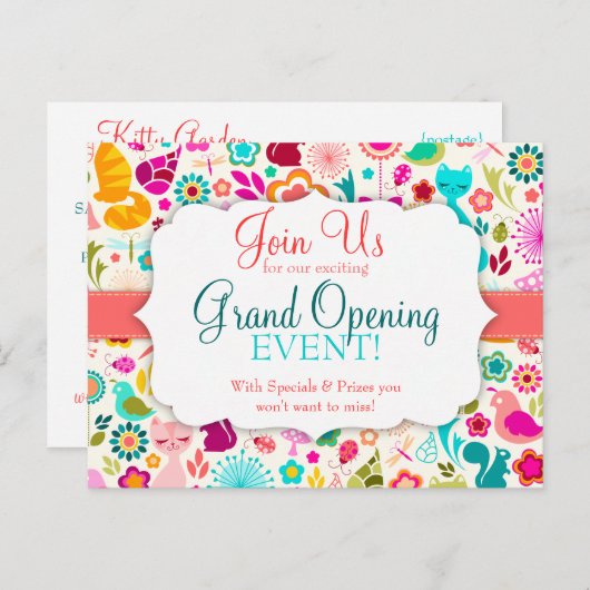 Speciale gebeurtenis Kat tuin Uitnodiging Briefkaart (Voorkant / Achterkant)