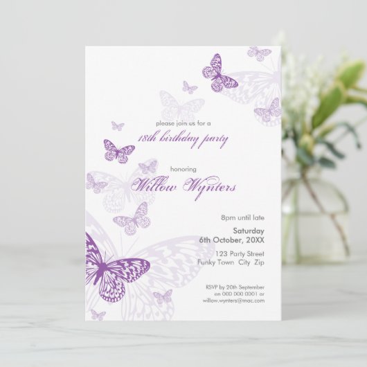 SPECIALE GEBEURTENIS UITNODIGT:: Butterflies 3P Kaart (Staand voorkant)