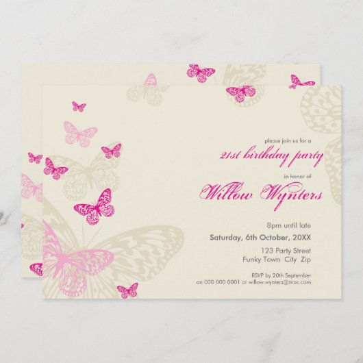 SPECIALE GEBEURTENIS UITNODIGT:: Butterflies 4L Kaart (Voorkant / Achterkant)