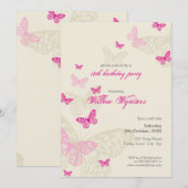 SPECIALE GEBEURTENIS UITNODIGT:: Butterflies 4P Kaart (Voorkant / Achterkant)