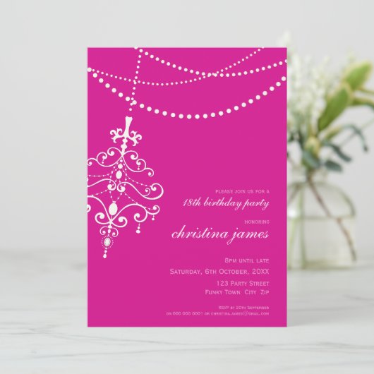 SPECIALE GEBEURTENIS UITNODIGT:: kroonluchter + li Kaart (Staand voorkant)