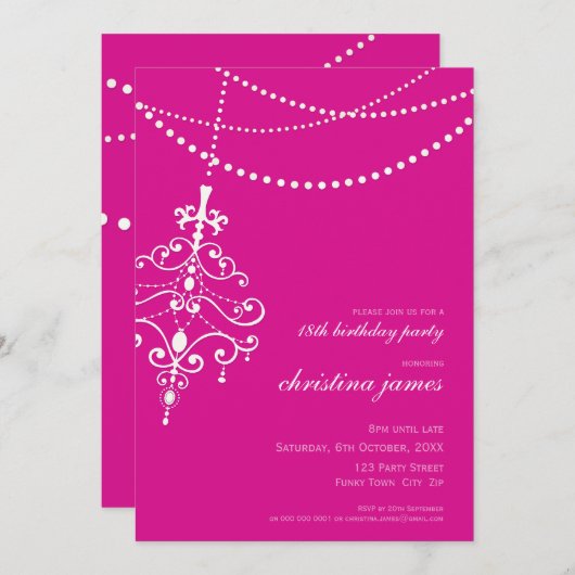 SPECIALE GEBEURTENIS UITNODIGT:: kroonluchter + li Kaart (Voorkant / Achterkant)