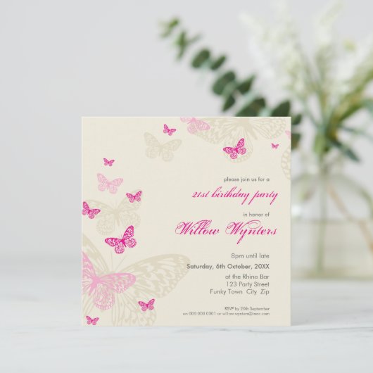 SPECIALE GEBEURTENIS UITNODIGT:: Vlinders 4SQ Kaart (Staand voorkant)