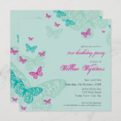 SPECIALE GEBEURTENIS UITNODIGT:: Vlinders 5SQ Kaart (Voorkant / Achterkant)