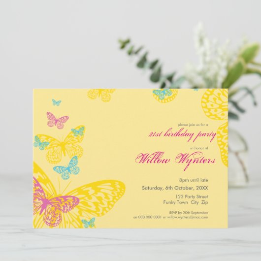 SPECIALE GEBEURTENIS UITNODIGT:: Vlinders 6L Kaart (Staand voorkant)