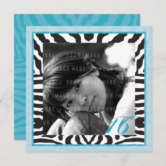 SPECIALE GEBEURTENIS VERZOEKT : zebra vierkant 1SQ Kaart (Voorkant / Achterkant)