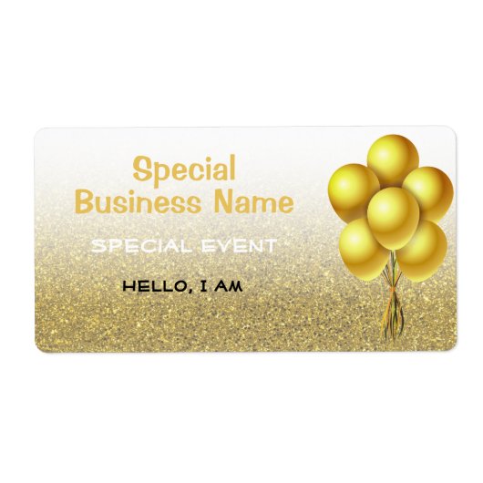 Speciale gebeurtenisballonnen Gold Glitter Name Ta Etiket (Voorkant)