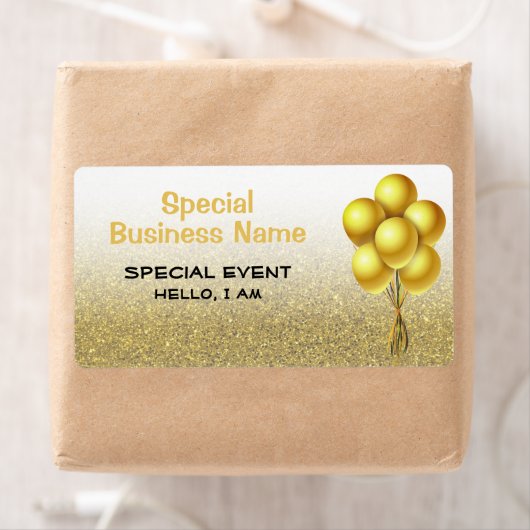 Speciale gebeurtenisballonnen Gold Glitter Name Ta Etiket (Insitu)