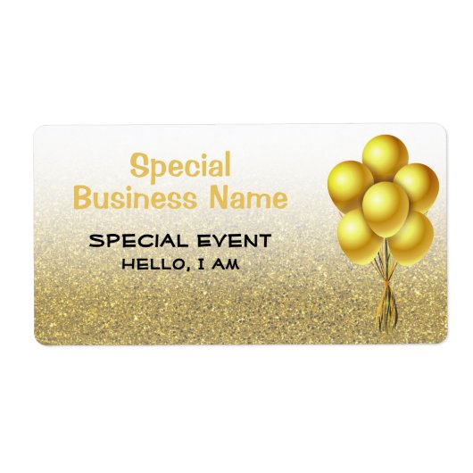Speciale gebeurtenisballonnen Gold Glitter Name Ta Etiket (Voorkant)