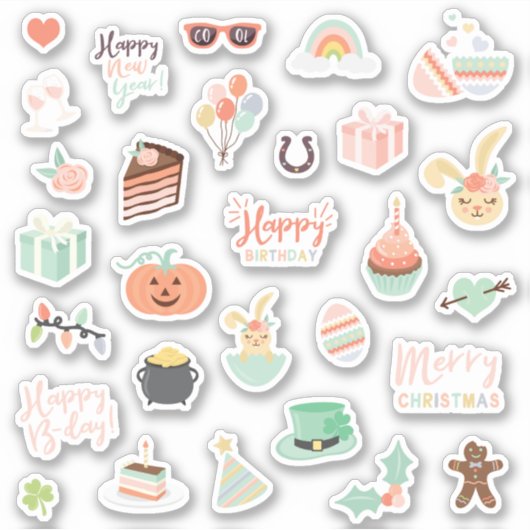 Speciale gelegenheden Feestviering Sticker Set (Voorkant)