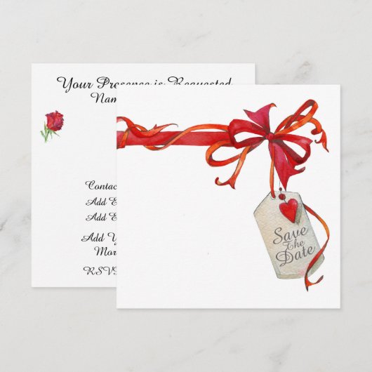 Speciale gelegenheid Red Ribbon en Roos Uitnodigin Kaart (Voorkant / Achterkant)