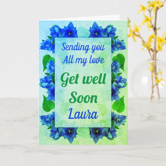 Speciale gepersonaliseerde get well soon kaart (Gele Bloem)