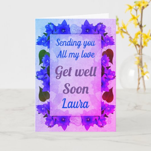 Speciale gepersonaliseerde get well soon kaart (Gele Bloem)