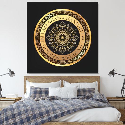 Speciale gepersonaliseerde gouden bruiloft 50 jaar canvas afdruk (Insitu (Slaapkamer))