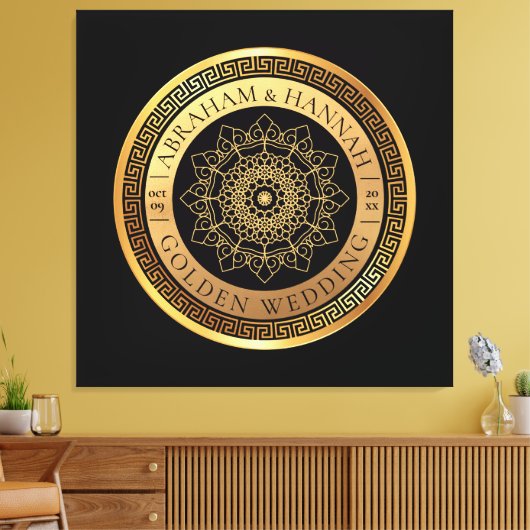 Speciale gepersonaliseerde gouden bruiloft 50 jaar canvas afdruk (Insitu (Woonkamer))