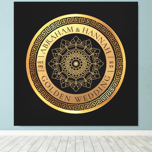 Speciale gepersonaliseerde gouden bruiloft 50 jaar canvas afdruk (Insitu (Houten vloer))