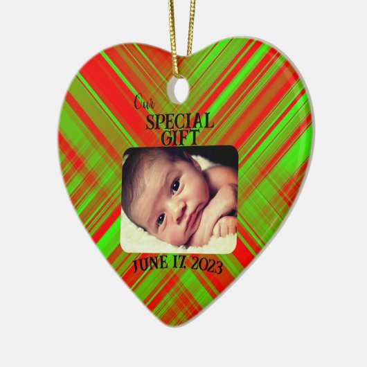 Speciale Gift Hart Foto Acryl Ornament (Links)