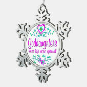 Speciale goddochter tin sneeuwvlok ornament (Rechts)