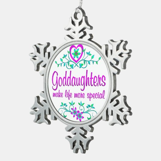 Speciale goddochter tin sneeuwvlok ornament (Rechts)