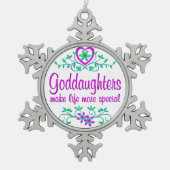Speciale goddochter tin sneeuwvlok ornament (Voorkant)