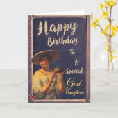 Speciale Godfather Happy Birthday Stijlvolle Retro Kaart (Gele Bloem)