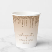 Speciale Gold Glitter Drip 70e verjaardag Papieren Bekers (Achterkant)