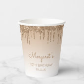 Speciale Gold Glitter Drip 70e verjaardag Papieren Bekers (Voorkant)