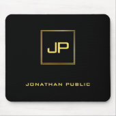 Speciale Gold Monogram zwarte Sjabloon Muismat (Voorkant)