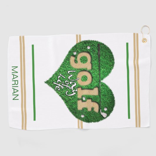 Speciale GOLF-levenswijze wit/groen/mosterd Golfhanddoek (Horizontaal)