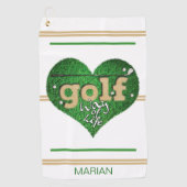 Speciale GOLF-levenswijze wit/groen/mosterd Golfhanddoek (Voorkant)