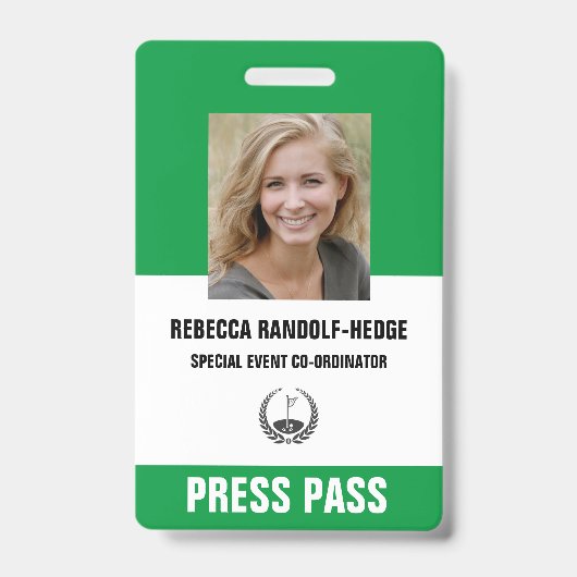 SPECIALE GOLFEVENT PERSKAART - Foto I.D. Badge (Voorzijde)