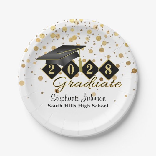Speciale Graduation Party Black & Gold 20XX Papieren Bordje (Voorkant)