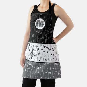 Speciale grijze zwarte witte muzieknoten Apron Schort