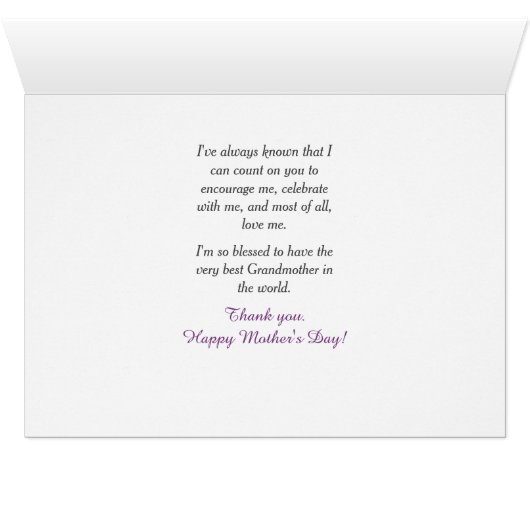 Speciale grootmoeder roze rozen Moederdag Kaart (Binenzijde Horizontaal (Onderkant))