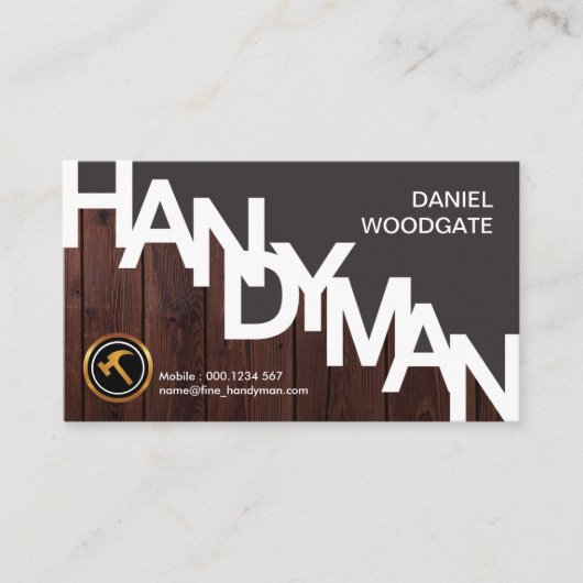 Speciale handyman Sign Wood Grain Fence Contractan Visitekaartje (Voorkant)