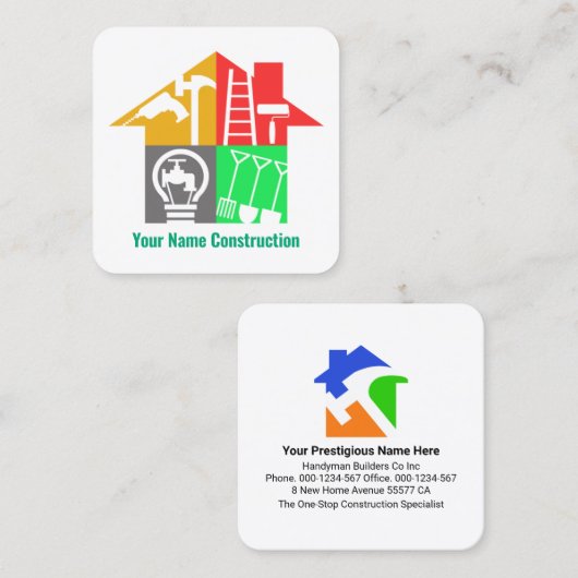 Speciale Handyman Tools Bouwbouwers Vierkante Visitekaartje (Voorkant / Achterkant)