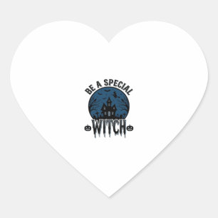Speciale Heksen Halloween Vintage Gravure Ontwerp_ Hart Sticker