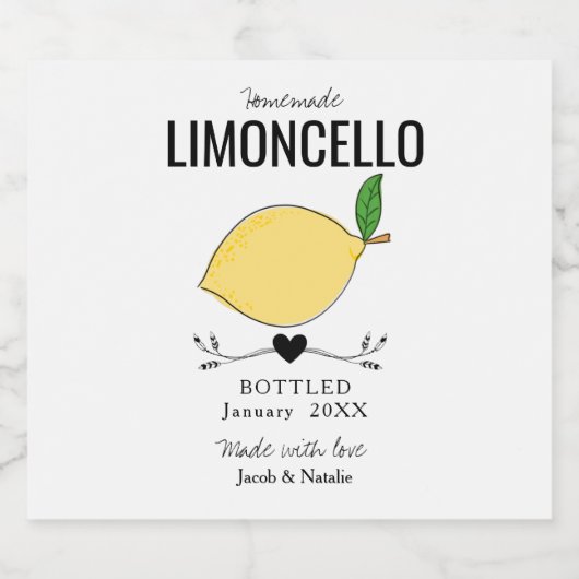 speciale homemade limoncello bruiloft gunst likeurfles etiket (Enkel label)