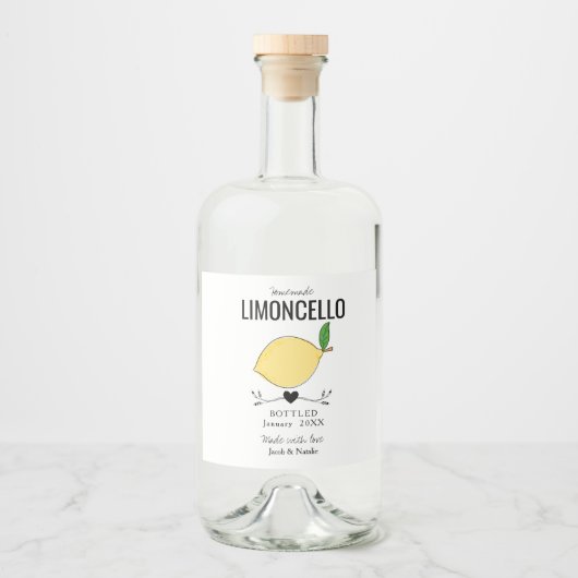speciale homemade limoncello bruiloft gunst likeurfles etiket (Voorkant)