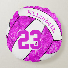 speciale hotroze fuchsia white volleybal rond kussen