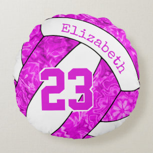 speciale hotroze fuchsia white volleybal rond kussen