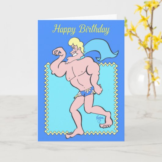 SPECIALE HUNK Verjaardag Kaart (Gele Bloem)