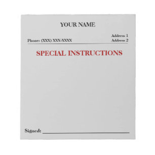 Speciale instructies Slip Note Pad (grijs) Notitieblok
